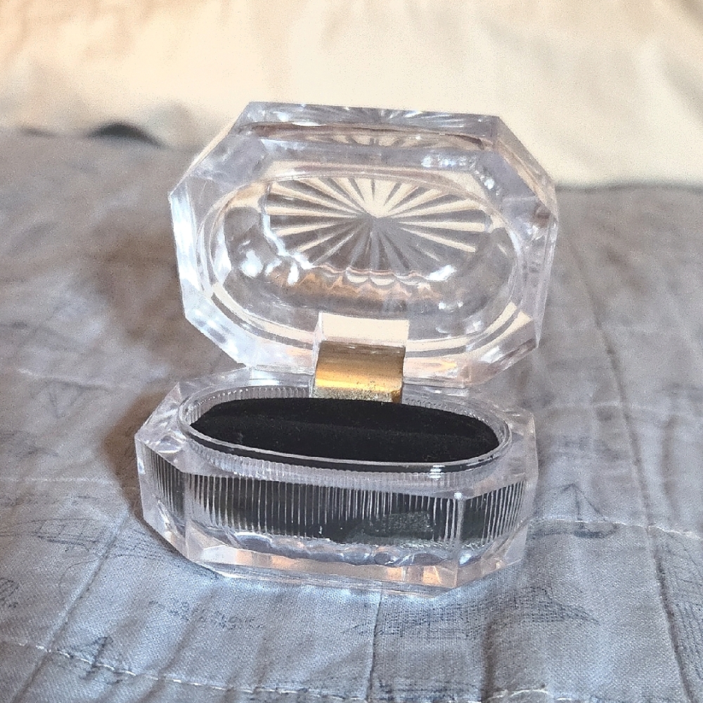 Clear Acrylic Jewelry Ring Box with Black Velvet Insert